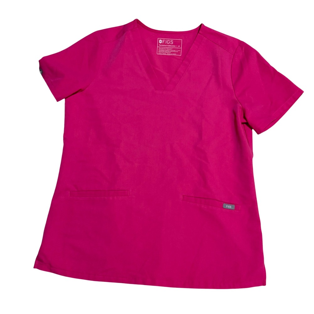 FIGS "Shocking Pink" Lmtd Ed Casma Scrub Top V-Neck Short Sleeve sz M